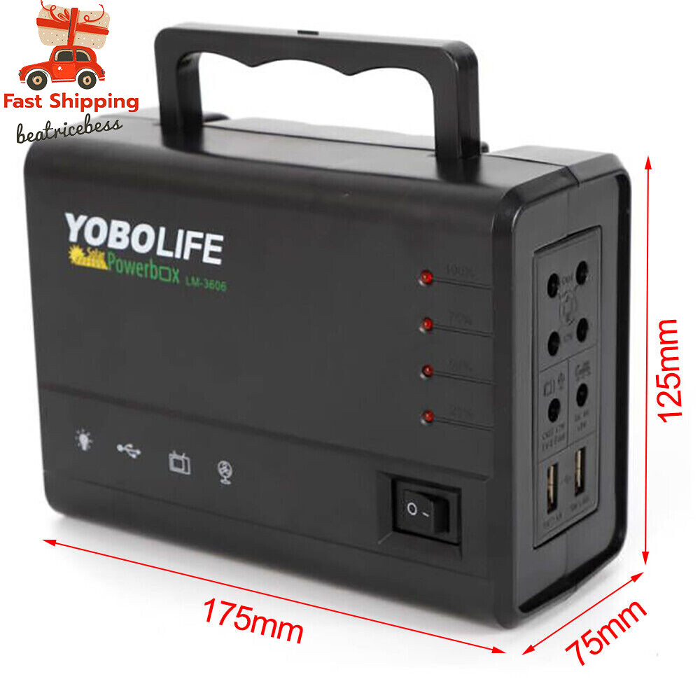 Solar Panel Power Generator Kit | Portable Battery Pack Power Station w/ 4 Bulbs