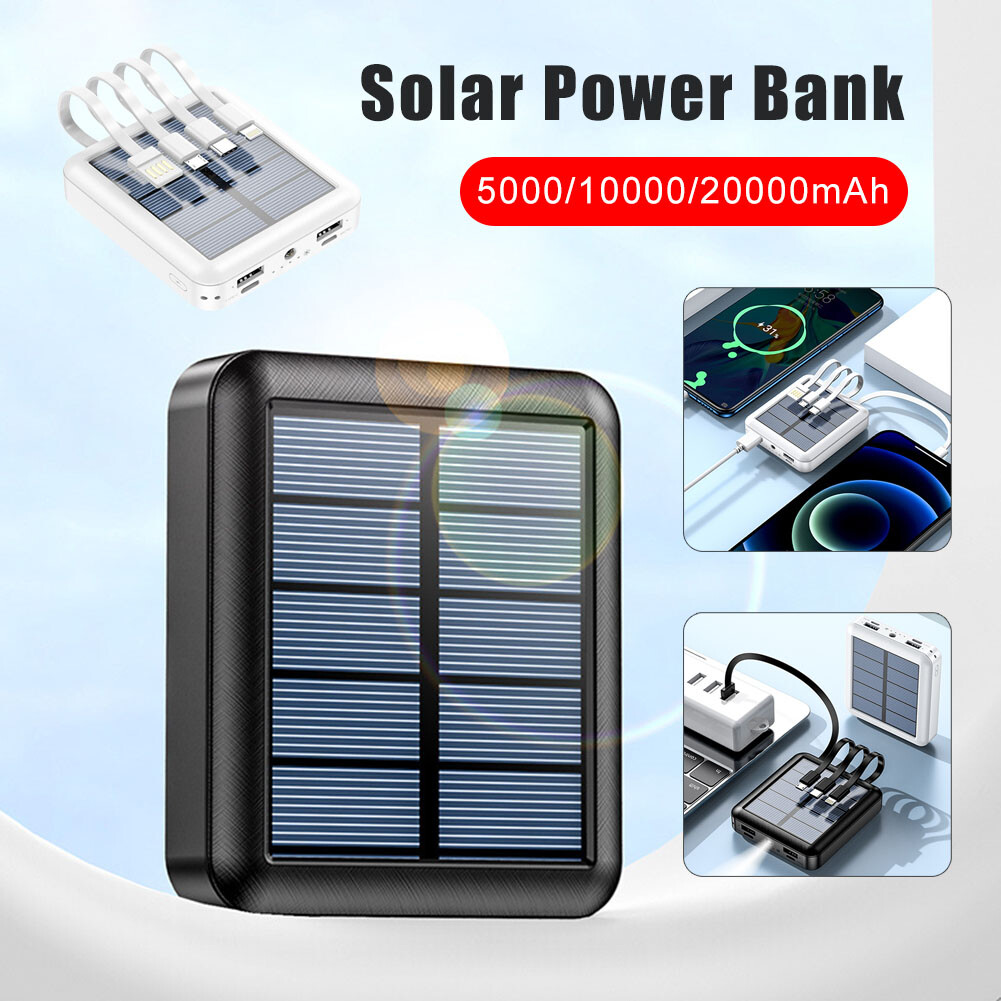 Solar Power Bank Portable Charger 10000/20000mAh for Phone Heating Vest Jacket