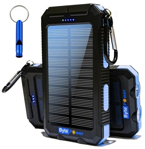 20000mAh Solar Power Bank with Flashlights, Compass & Carabiner for Camping & T