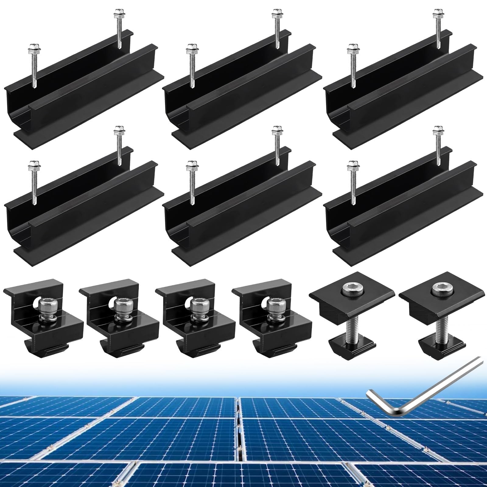 6Pcs Solar Panel Mounting Kit, Aluminium 4.72″ Solar Panel Mounting Rail & 30…