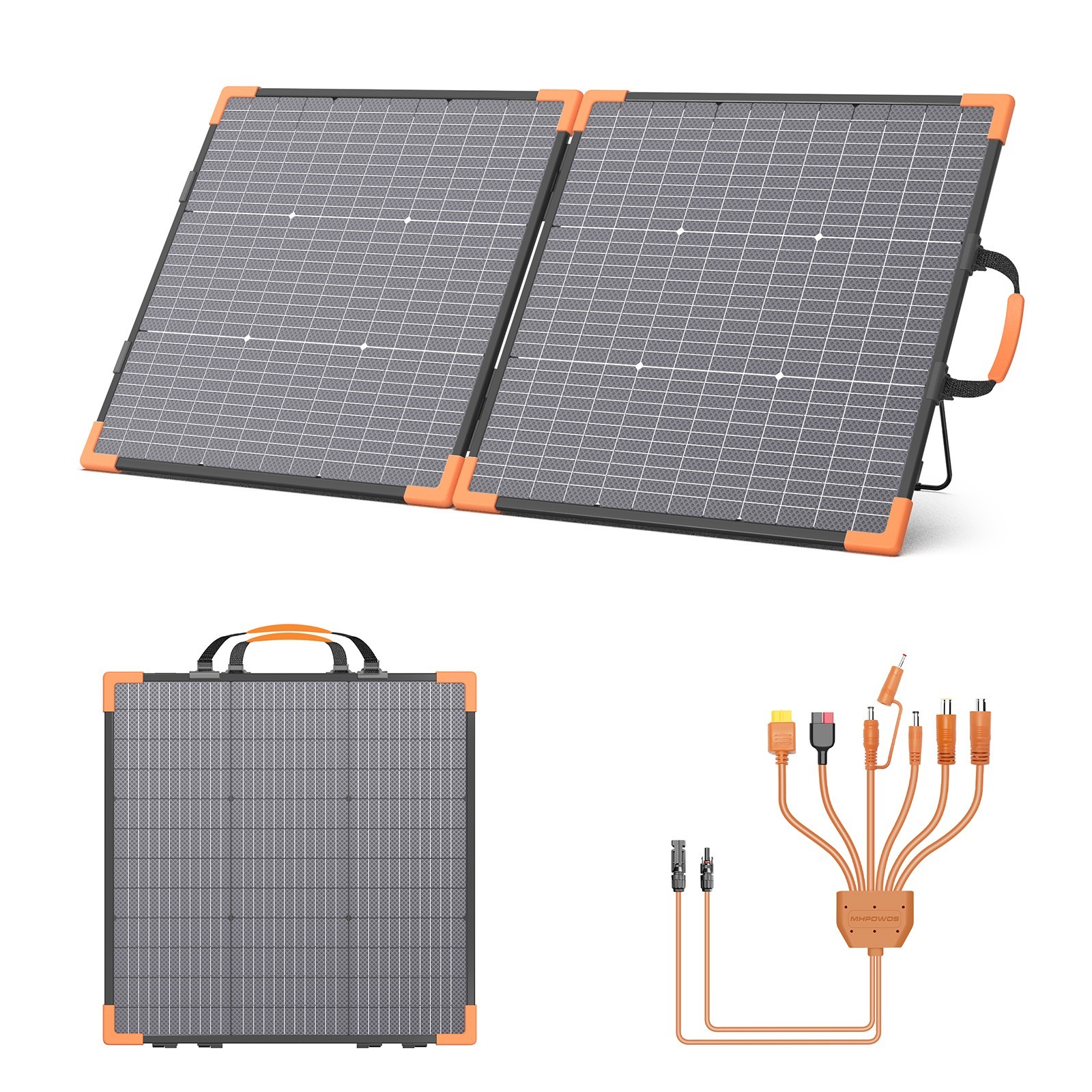MHPOWOS Bifacial Portable Solar Panel 100 Watt 20V Foldable Solar Charger Kit