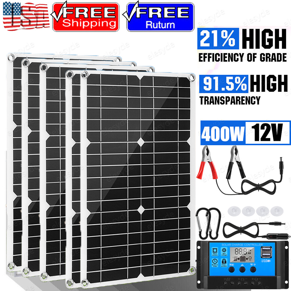 Lot 400W Solar Panel Kit 100A 12V Battery Charger with Controller Car RV Boat