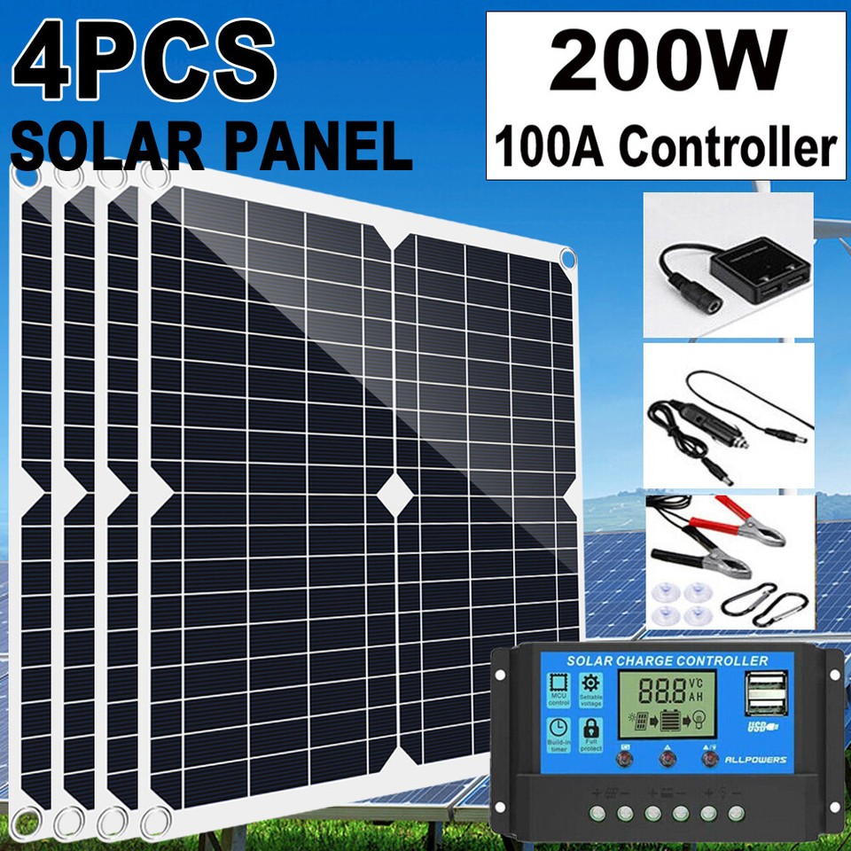 800 Watts Solar Panel Kit 100A 12V Battery Charger with Controller Caravan Boat