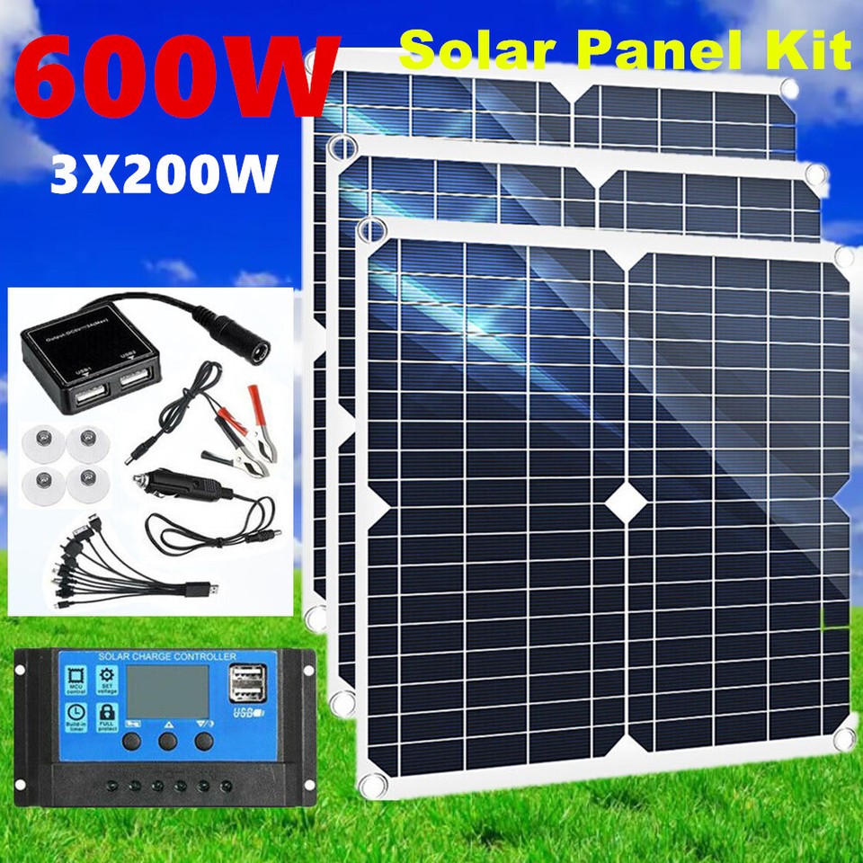 600W Watts Solar Panel Kit 100A 12V Battery Charger with Controller Caravan Boat