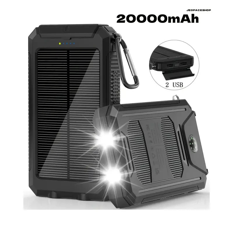 20000mAh Multiport Solar Charger for iPhone, iPad, Samsung, and Laptops