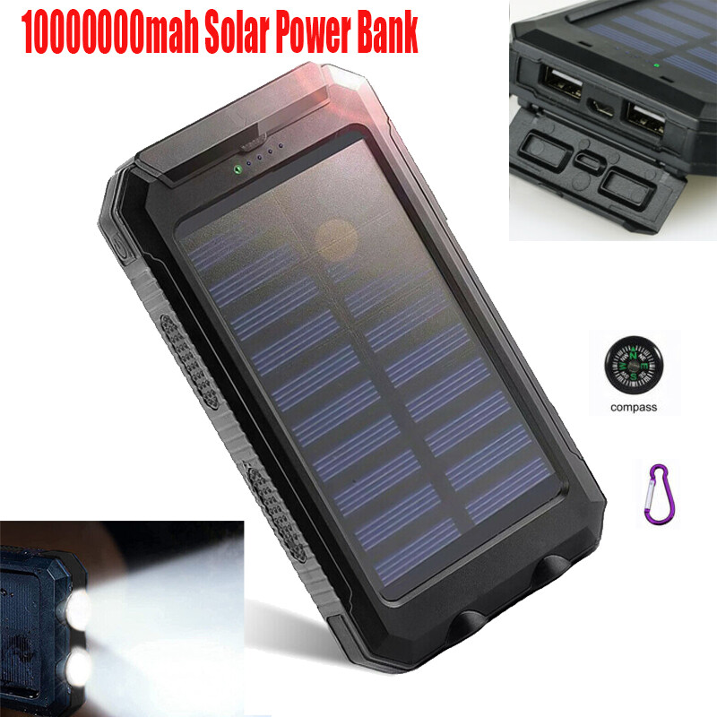 Super 10000000mAh USB Portable Battery Charger Solar Power Bank For Cell Phone