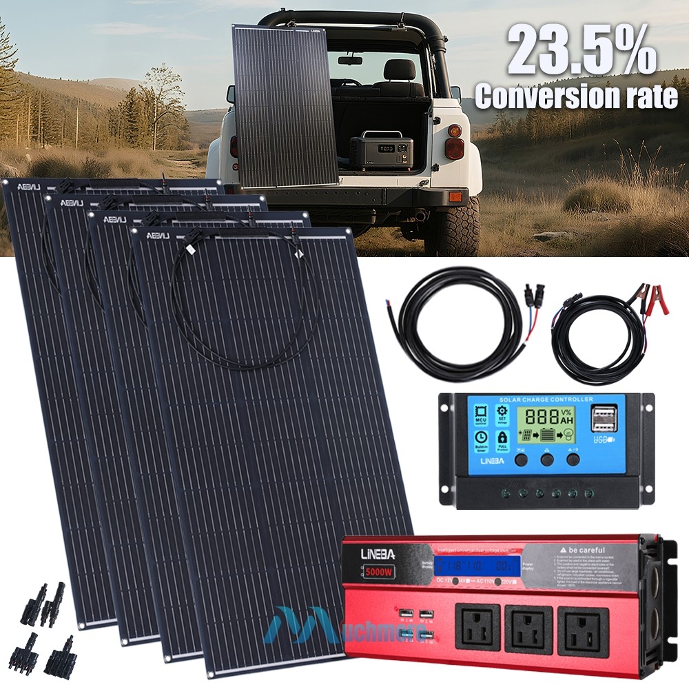 Complete Solar Panel Kit 5000W Power Inverter Set 12V Battery Charger Controller