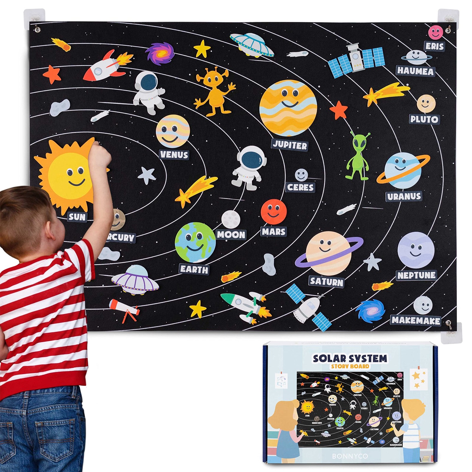 Solar System for Kids Toys with 61 Felt Figures – | Space Montessori Toys, Gi…