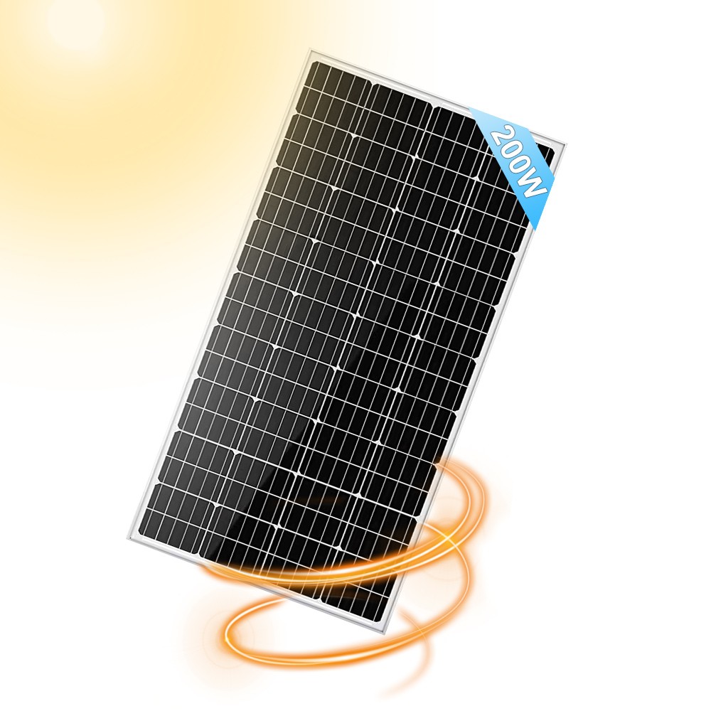 12 Volt Solar Panel 200 Watts Monocrystalline PV Power for RV Camping Off-Grid