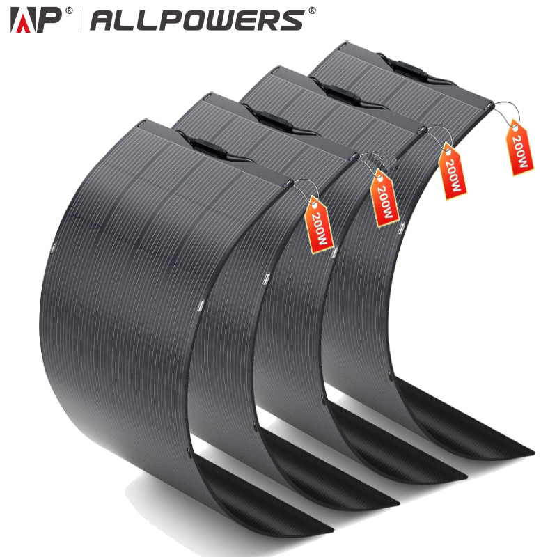 ALLPOWERS 200W-800W Semi-Flexible Mono Solar Panel For Camping Off-Grid Outdoor