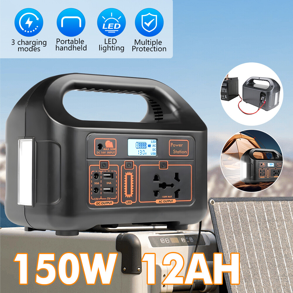 150W Portable Power Station 39600mAh Solar Generator Fast Charging Power Bank US