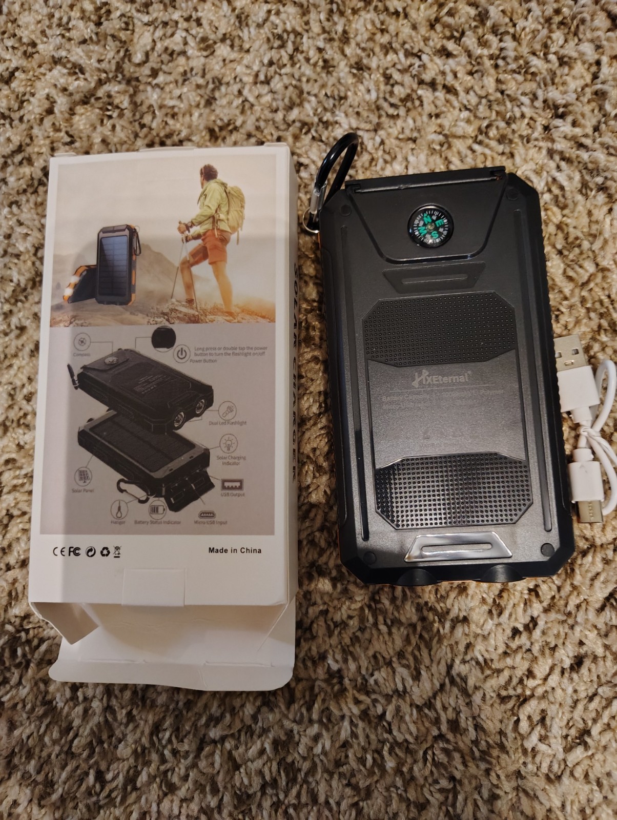 9000000mAh Solar Power Bank Portable Charger w/Flashlight/Compass For Cell Phone