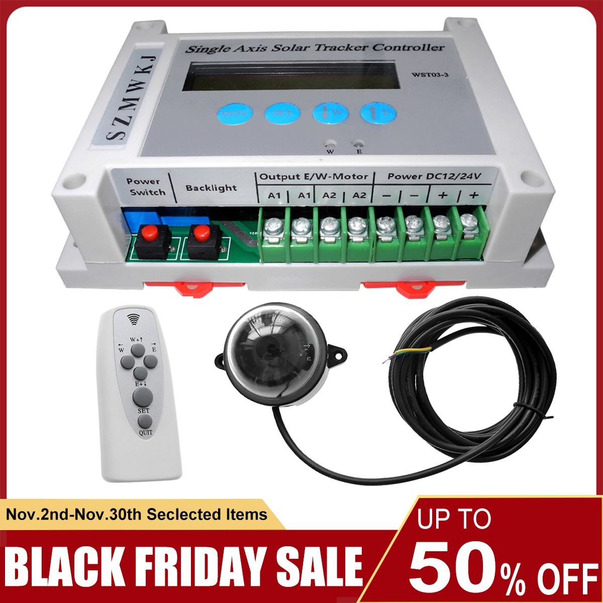 WST03-3 LCD Solar Tracking Single Axis Solar Tracker Controller DIY Solar System