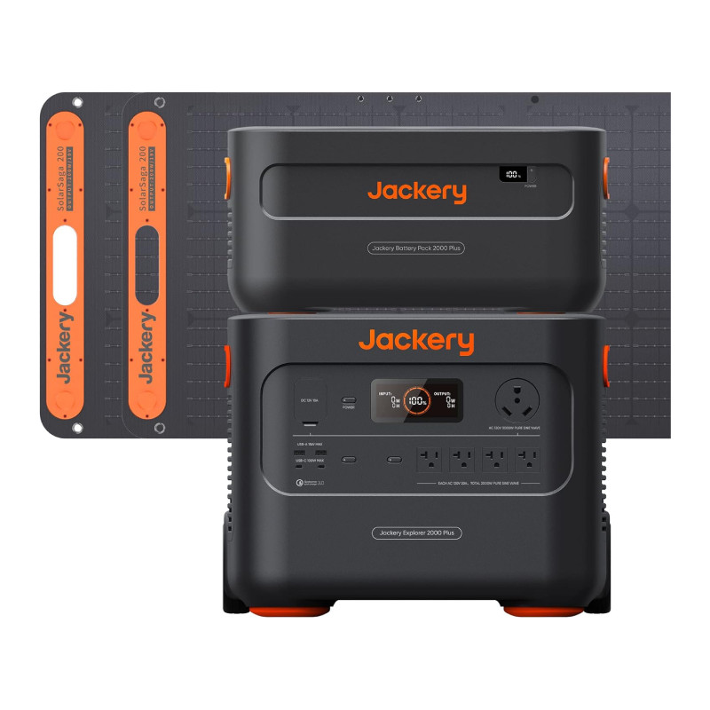 Jackery Solar Generator 4000 Kit, E2000 Plus + Battery Pack + 2x200W Solar Panel