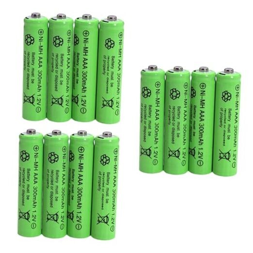 FULIN 12 Packs 1.2V AAA 300mAh Ni-MH Rechargeable Batteries for Solar Lights