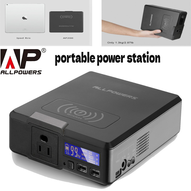 ALLPOWERS Portable 200W Laptop Power Bank with AC  USB Wireless Fast Charging