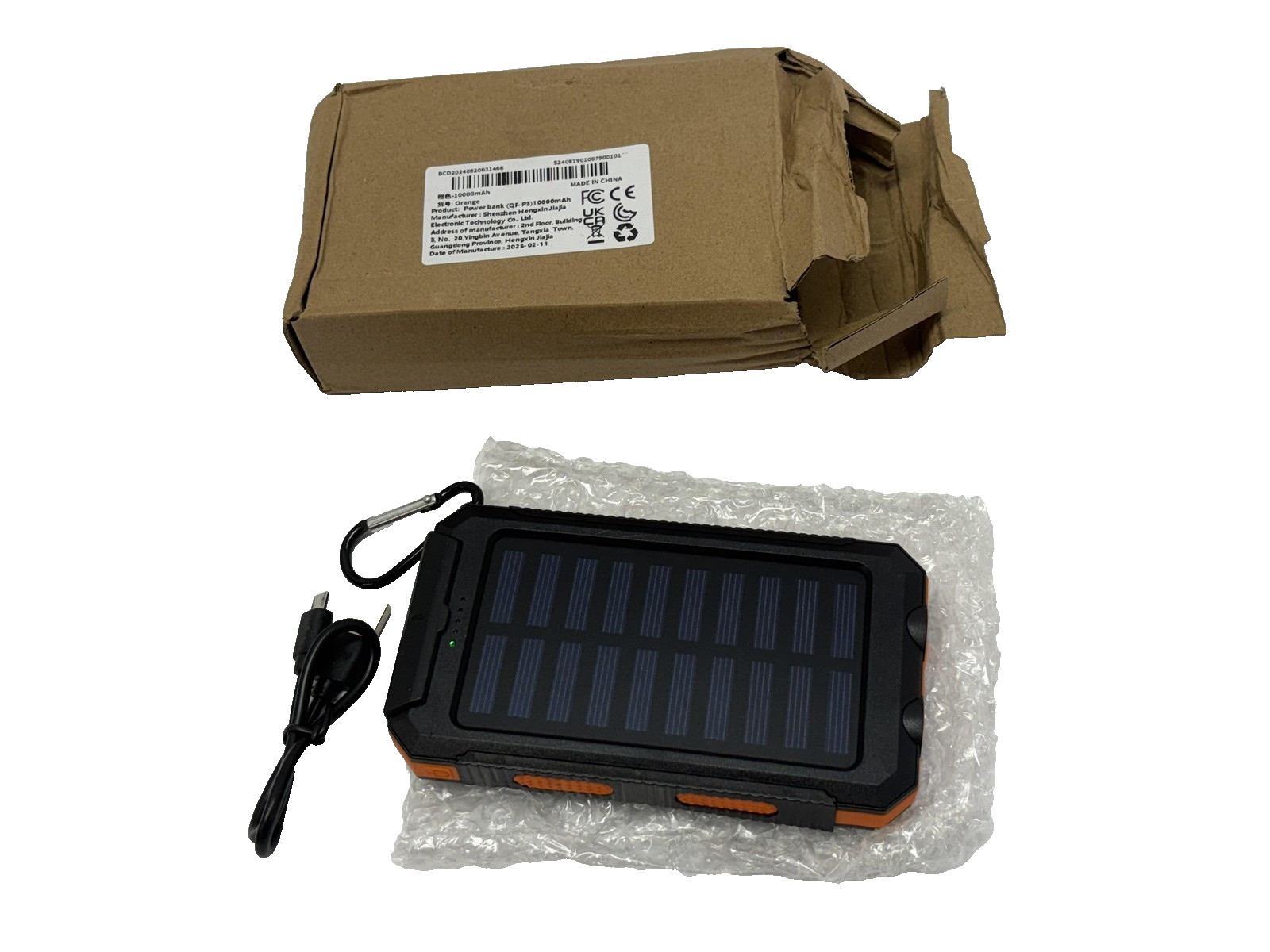 Solar Power Bank 10000mAh Portable Charger Outdoor Dual LED Flashlight Compass