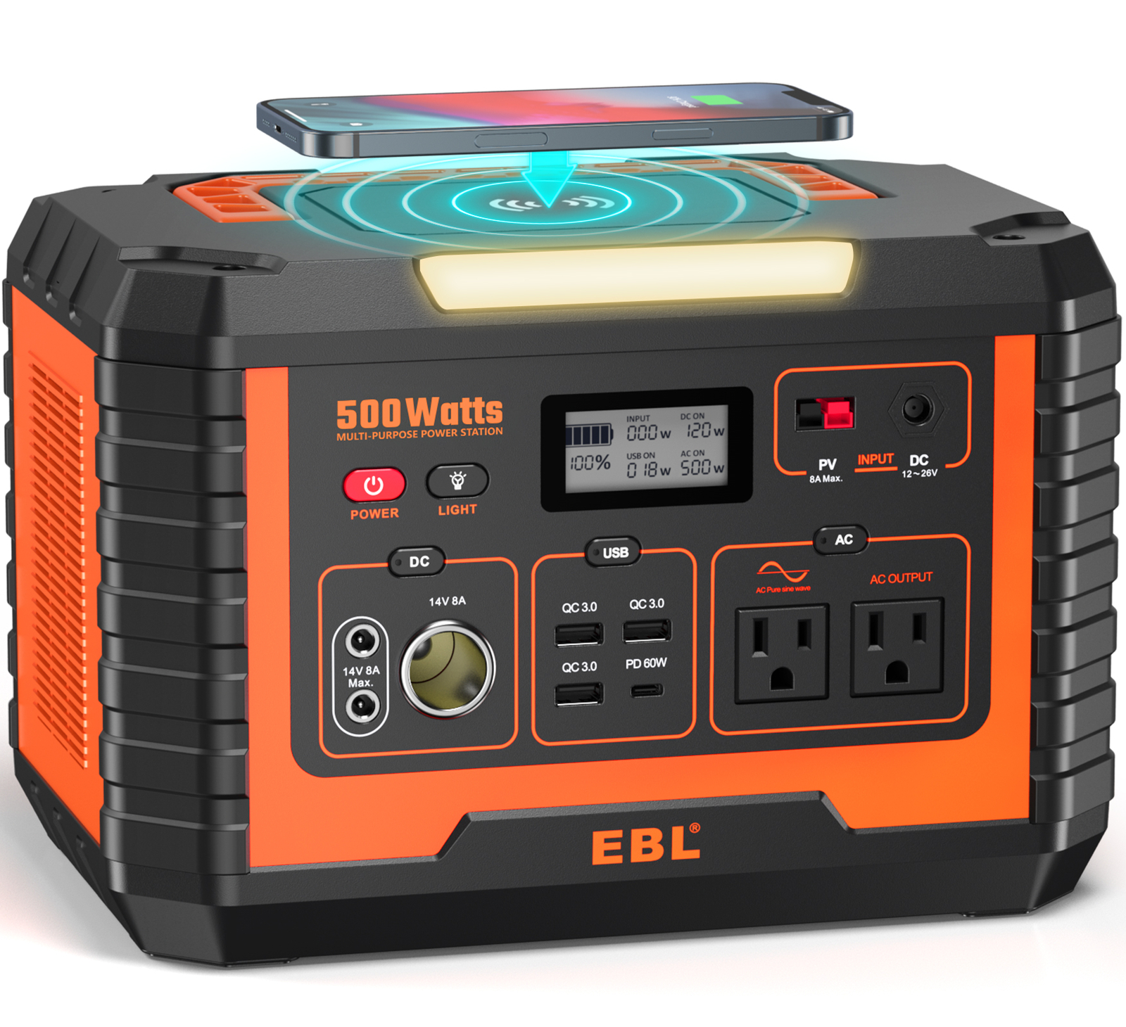 Power Station 1000W Peak Portable Solar Generator Home Emergency Backup Battery