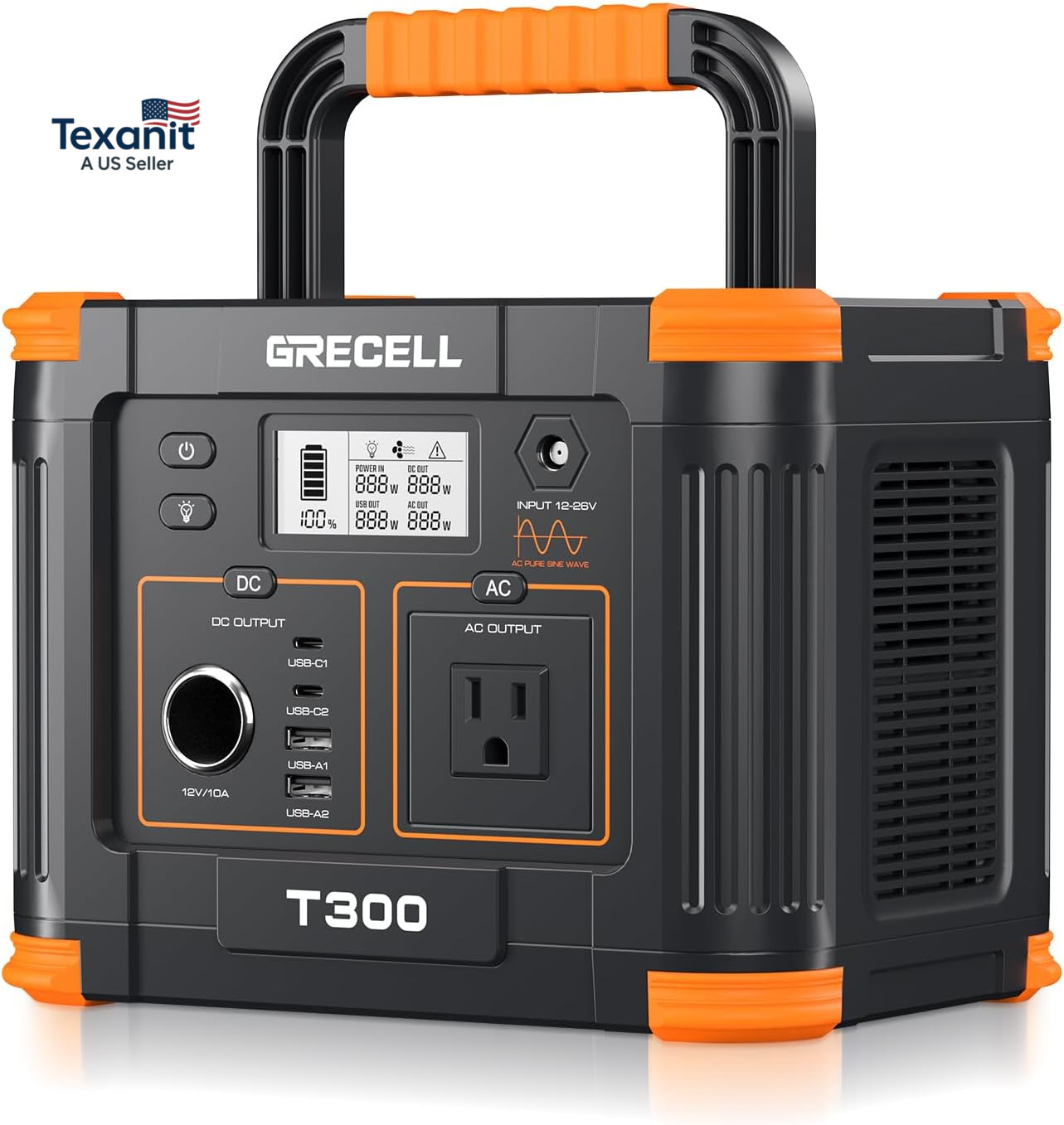 Portable Power Station 300W,  230.88Wh Solar Generator with 60W USB-C PD Output,