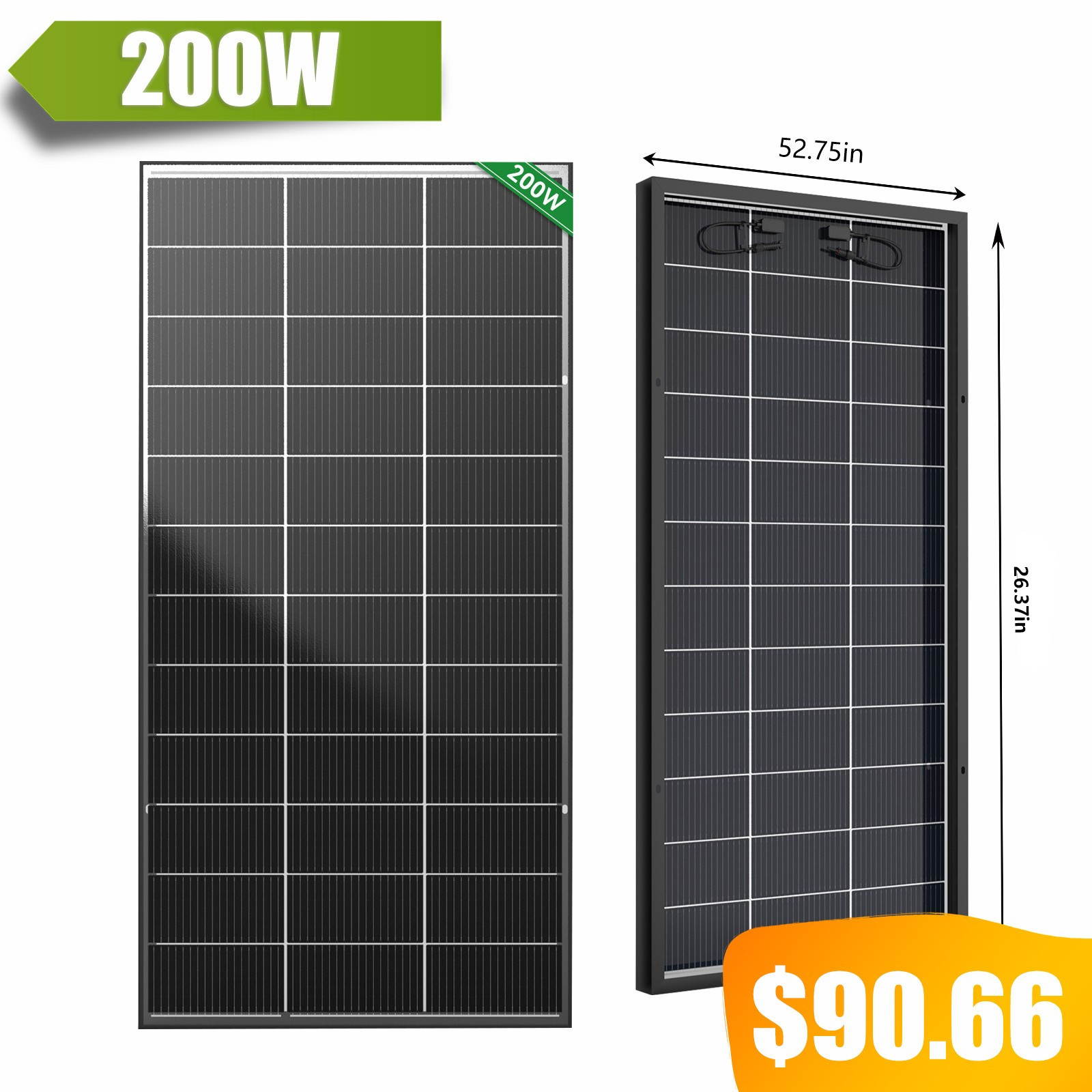 Bifacial Solar Panel 200W 12V Solar Battery Home PV Off-Grid Boat Power Charger
