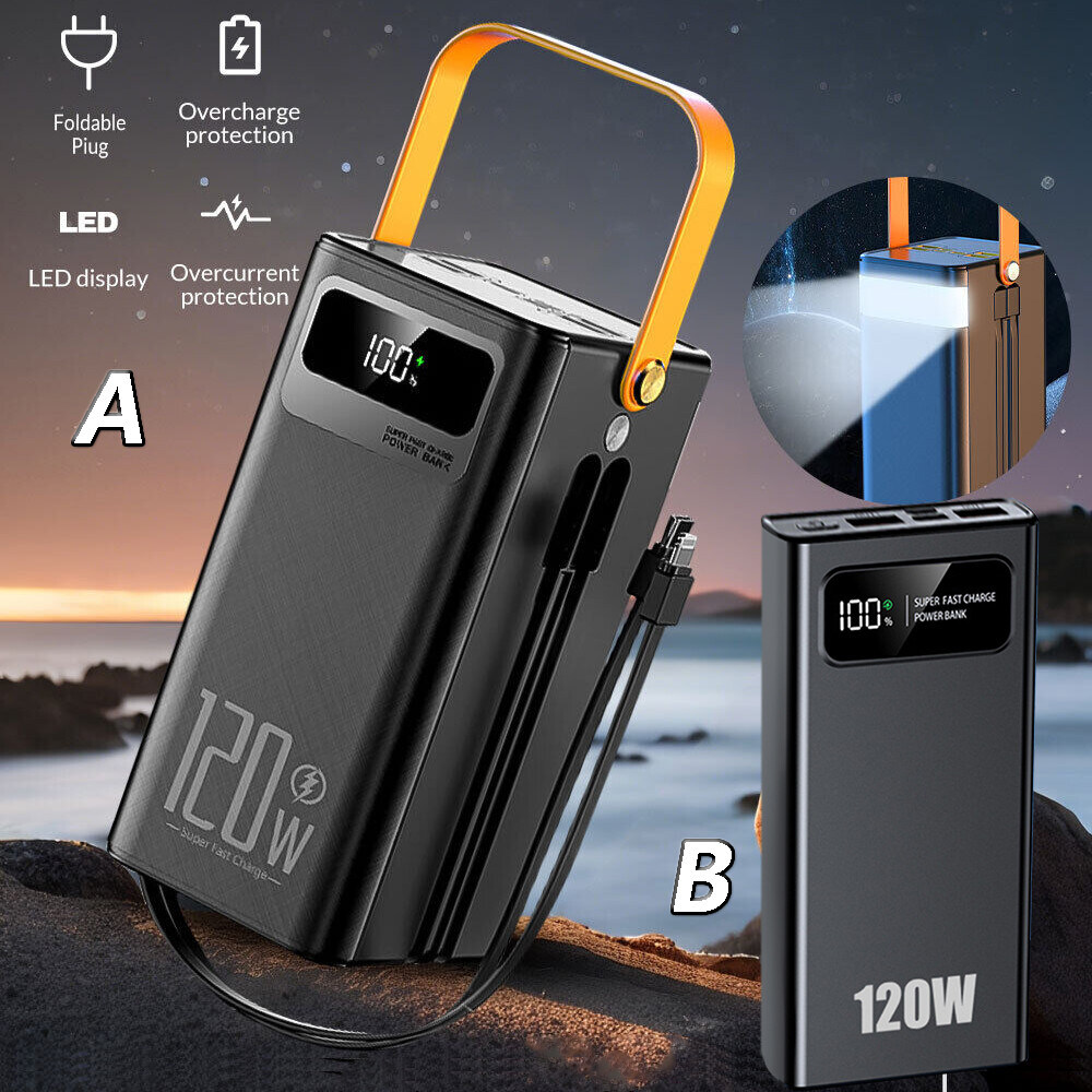 120W 70000mAh Portable Charger Power Bank Fast Charging External Battery Pack