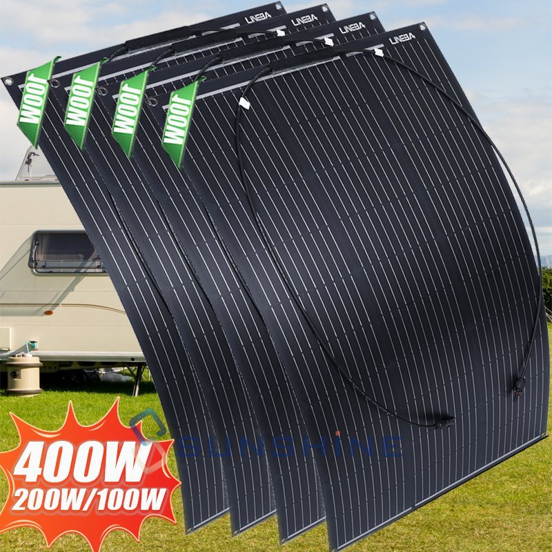 400W Mono Solar Panel 25.2% High Efficiency Farm Home Shed Rooftop RV Off-Grid