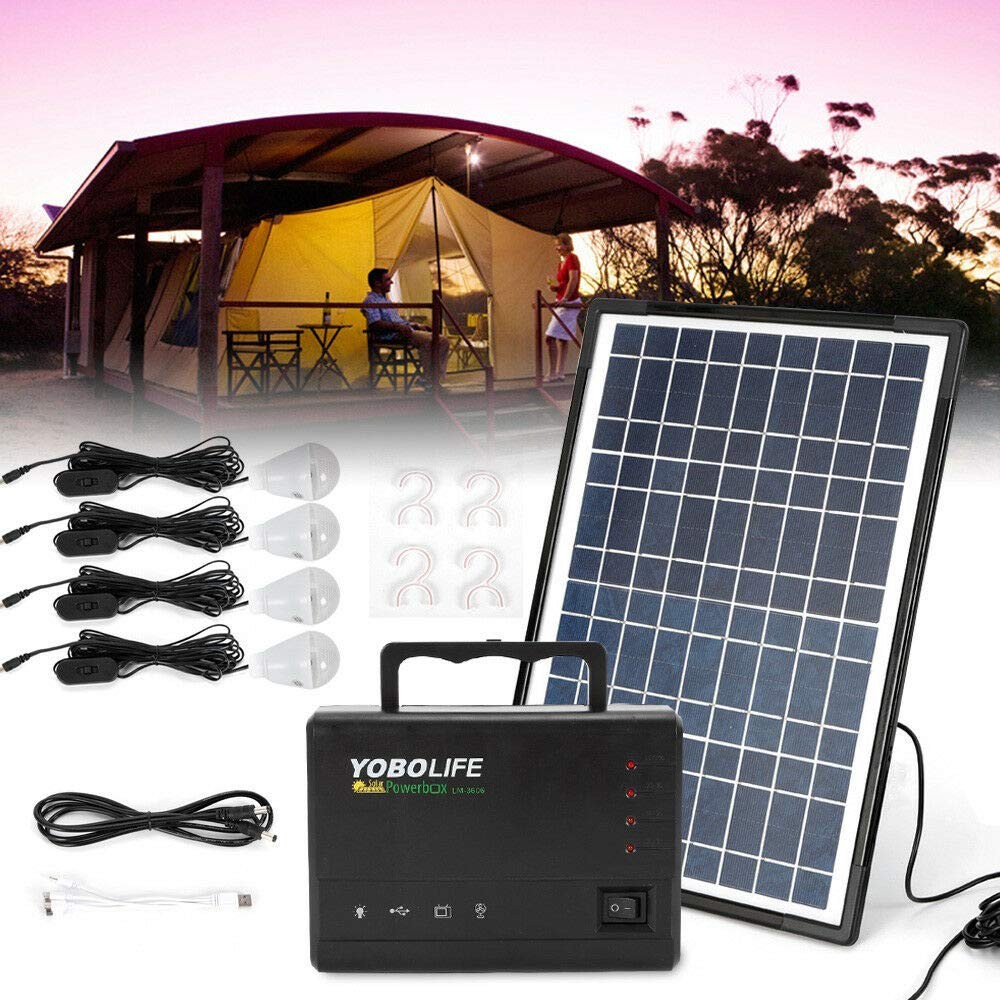 Rechargeable Portable Solar Generator Kit Power Home Outdoor Light System for…
