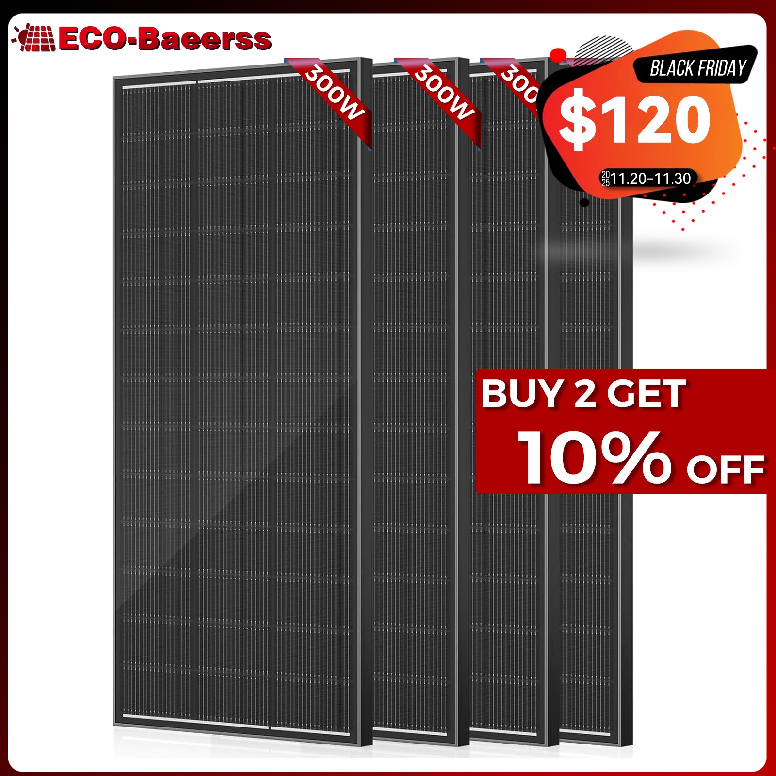 12V 300W 600W 900W 1200W Watt Mono Solar Panel Power RV Home Boat Off Grid 18BB