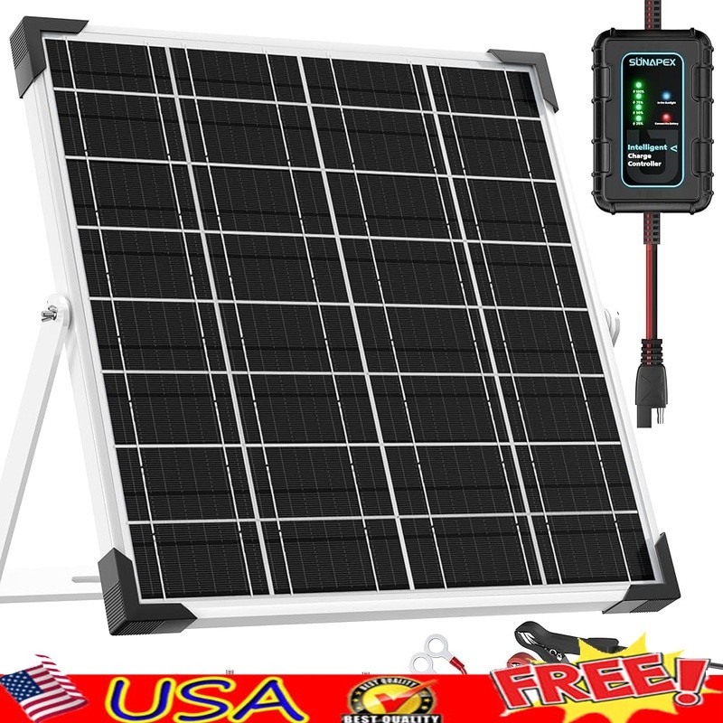 12V Solar Battery Charger PWM Trickle Charging Waterproof Kit Car RV Boat New