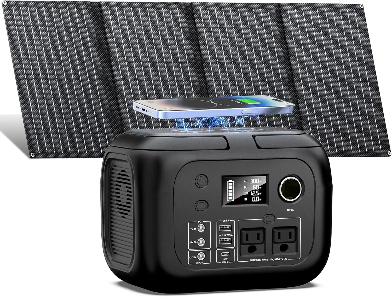 Portable Power Station with Solar Panels 40W Solar Generator for Outdoor Garden