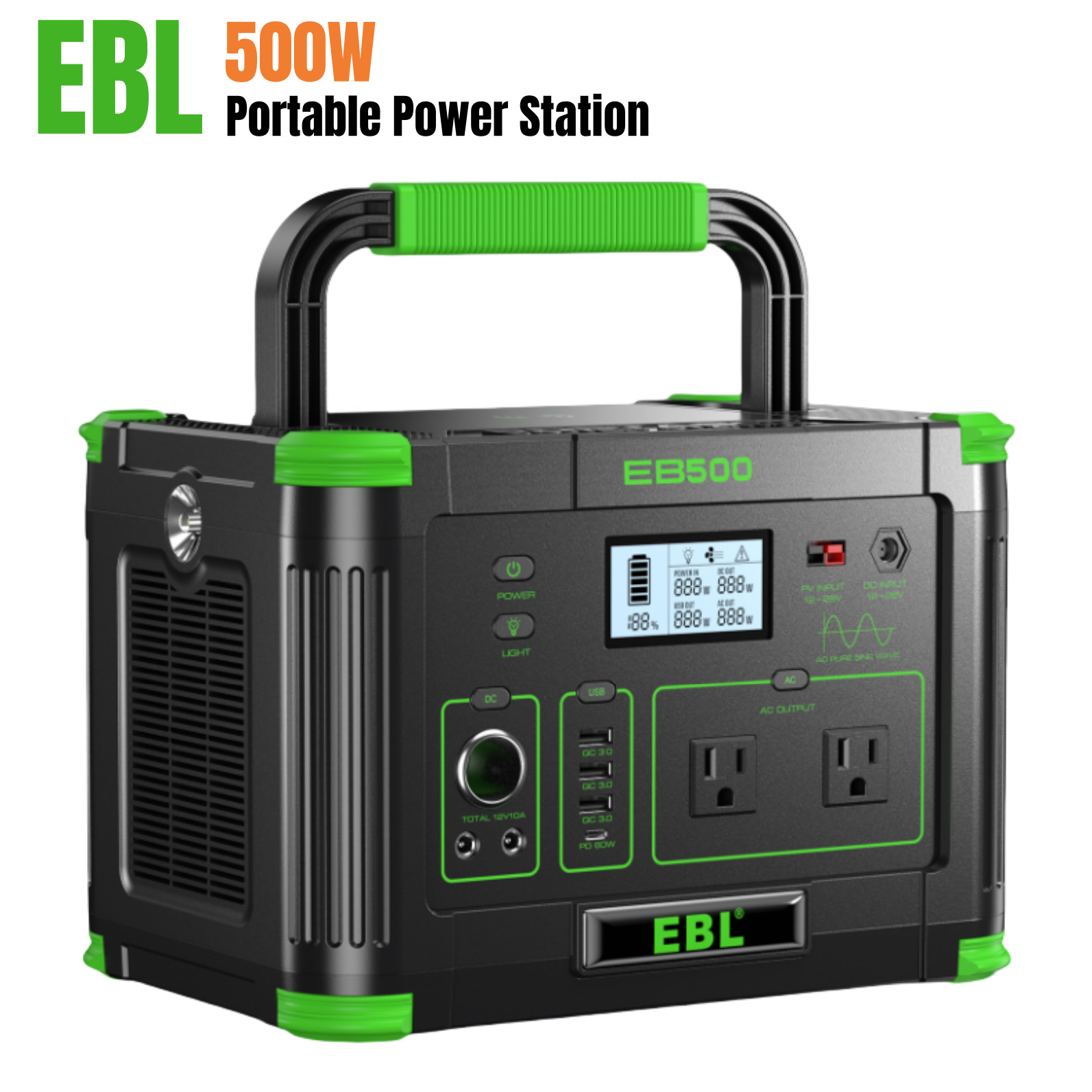 All-Round 500W Portable Power Station 519Wh for Outdoor Camping Power Supply
