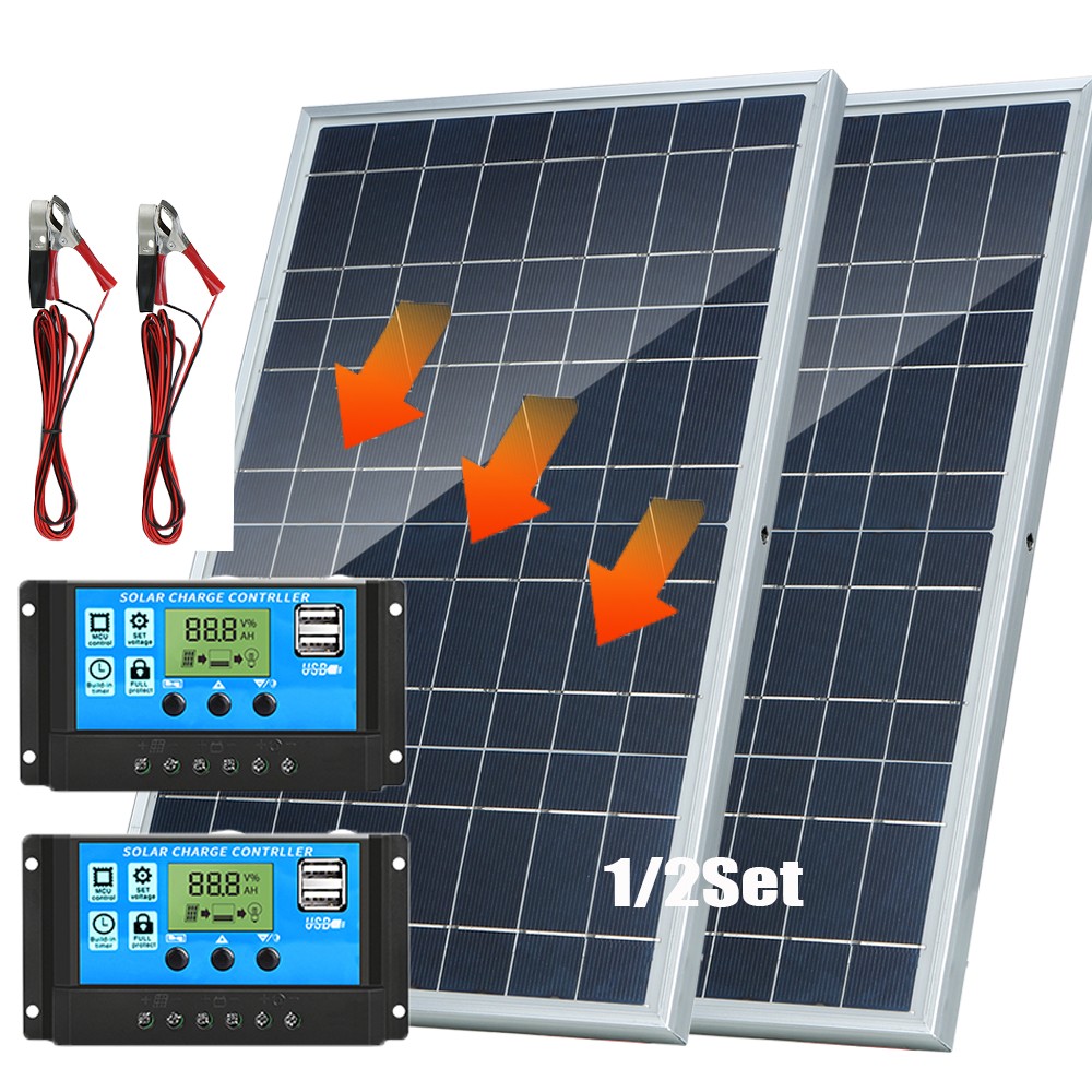 30W Solar Panel 12V Solar Battery Trickle Charger 100A W/Controller Maintainer