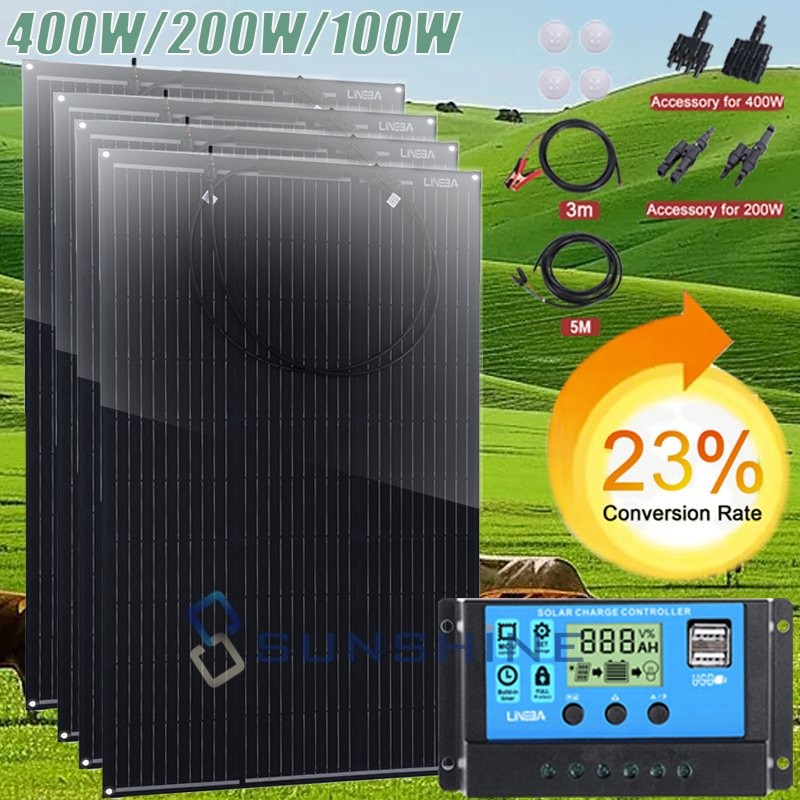 400W Flexible Solar Panel Mono 18V Portable Home Power Camping RV Battery Charge