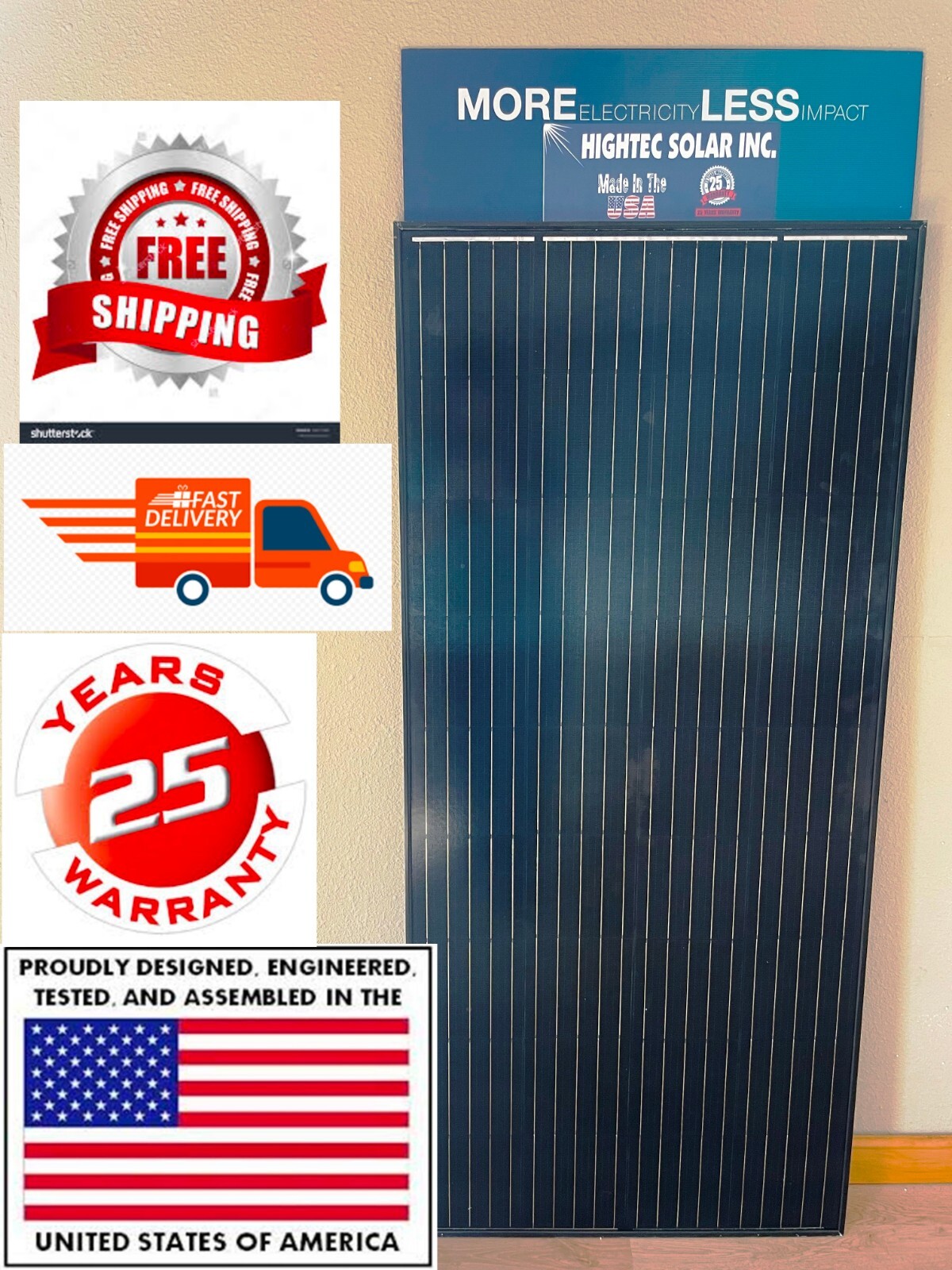 2- 215W  Solar Panel Off Grid RV Boat solar panels BLACK FRAME BLACK FRONT new