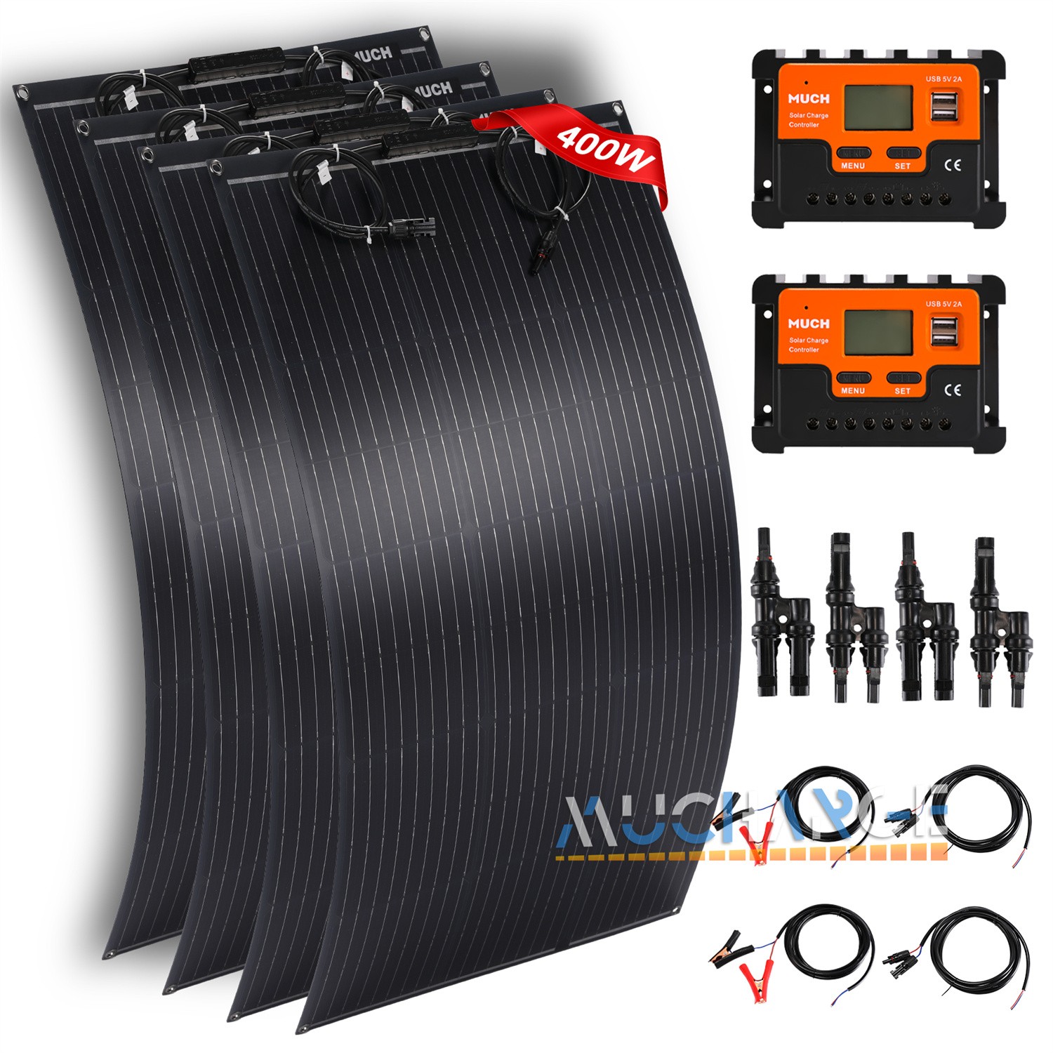 200/400W Monocrystalline Solar Panel Kits Portable for Camping RV Battery Charge