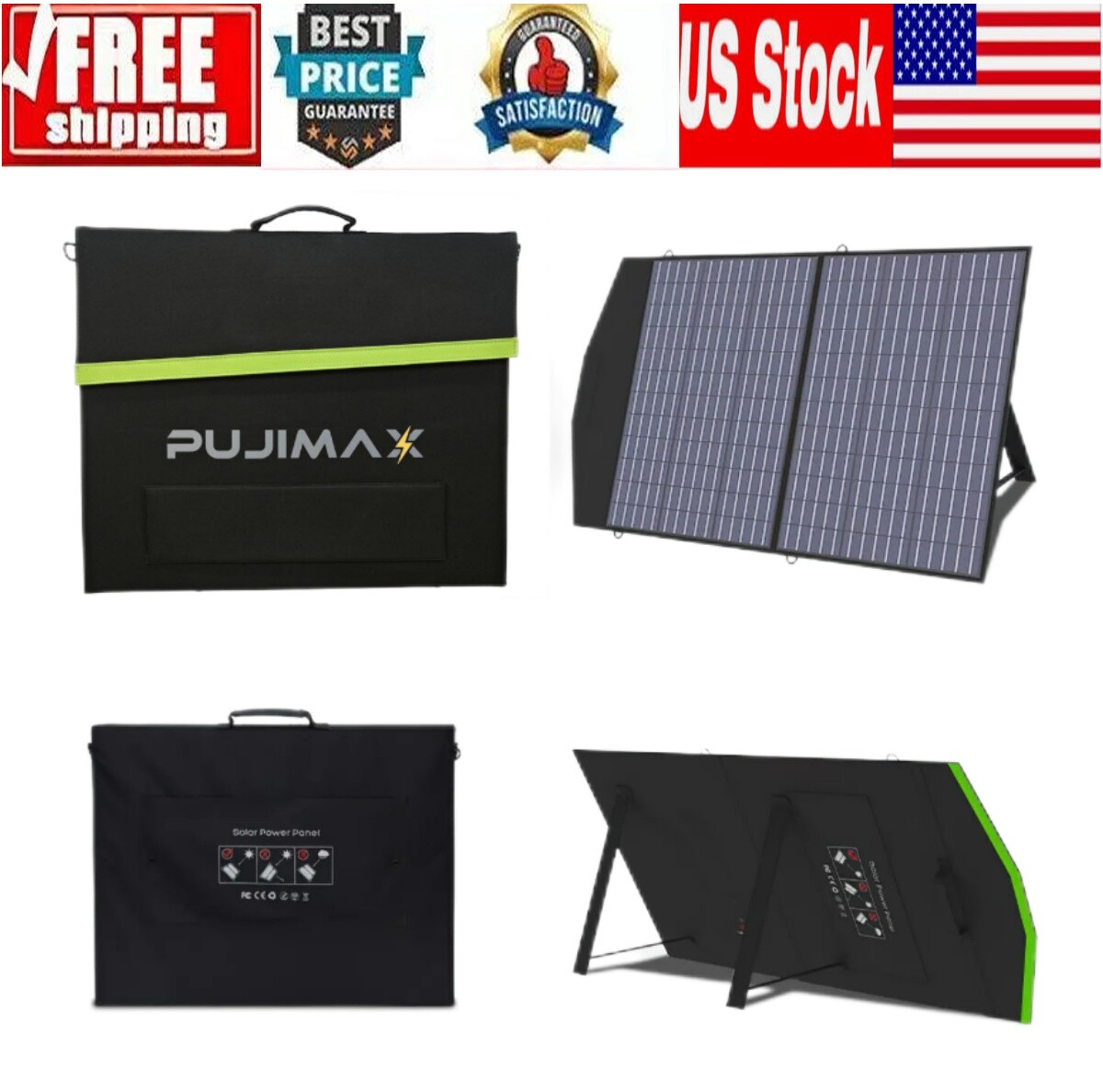 100W Solar PUJIMAX Foldable Solar Panel Kits Portable Solar Power Station Output