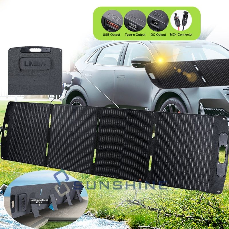 200W Portable Foldable Solar Panel Kit w/ Kickstand For Generator RV Boat Camper