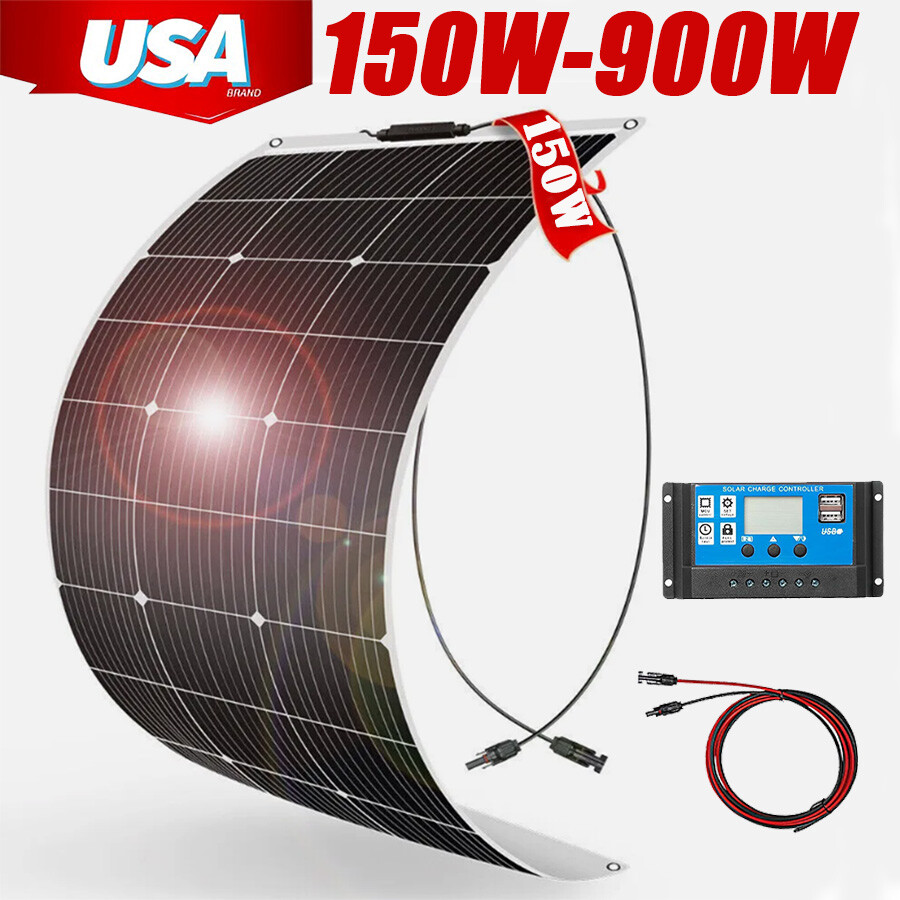 150-900W 12v Monocrystalline Semi-flexible Solar Panel For RV/Boat/Car/Home 110V