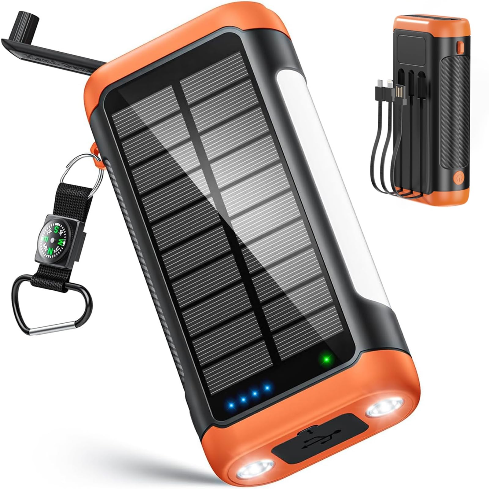 Solar Power Bank Portable Charger:66800mAh Built in Hand Crank and 3 Cables 2…