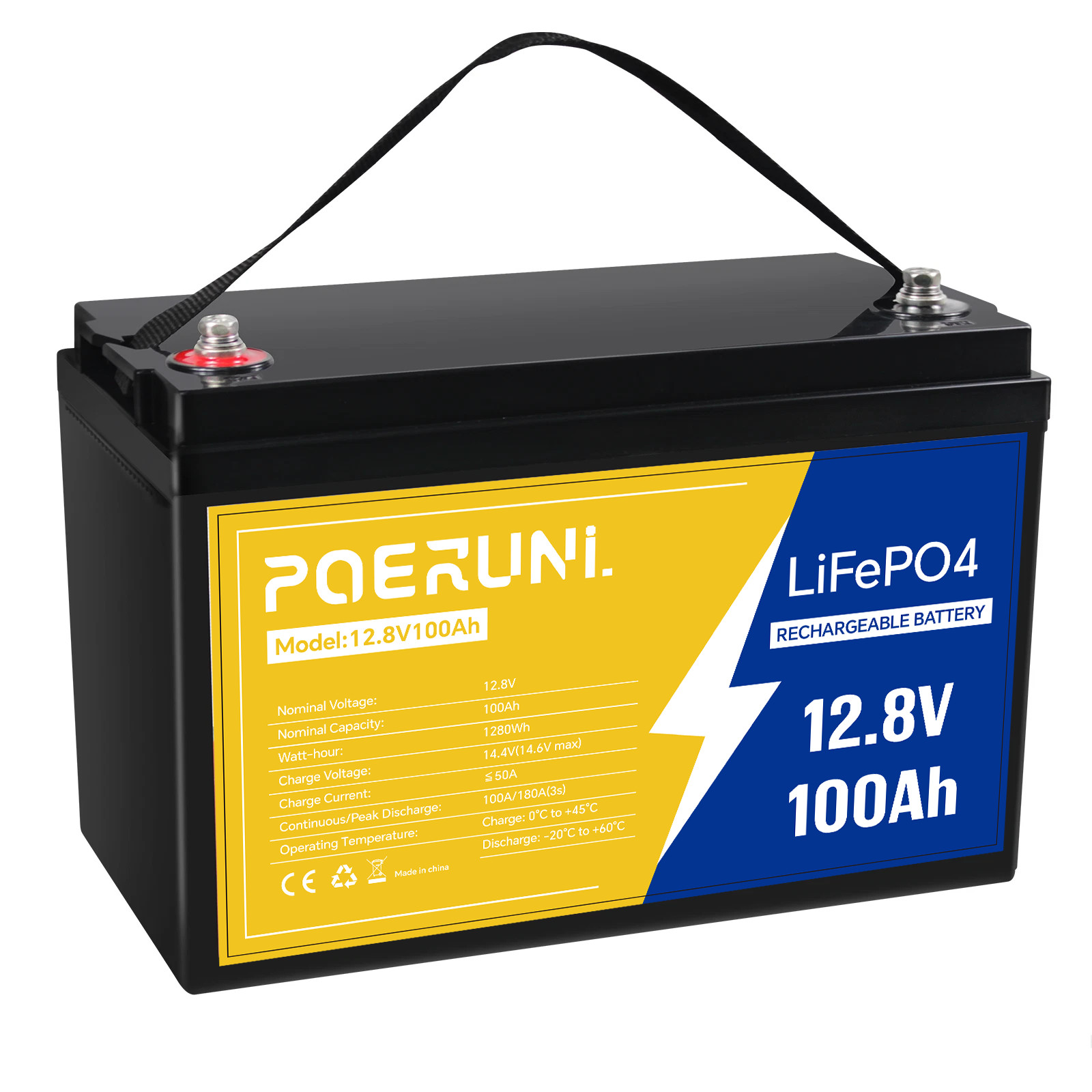 12V 100Ah LiFePO4 Battery Deep Cycle Lithium Iron for RV Solar System Camper