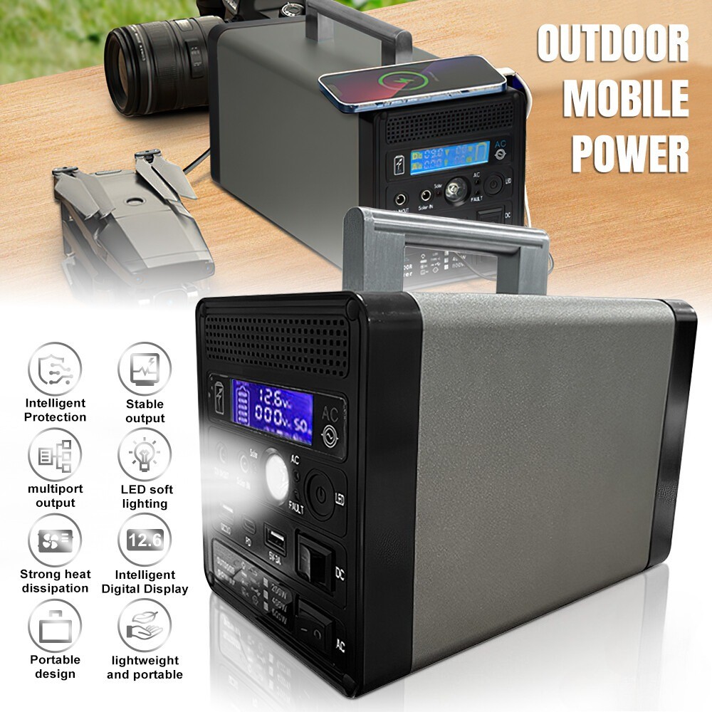 Portable Power Station 400W/300Wh Solar Generator 80000mAh Power Bank Camping RV