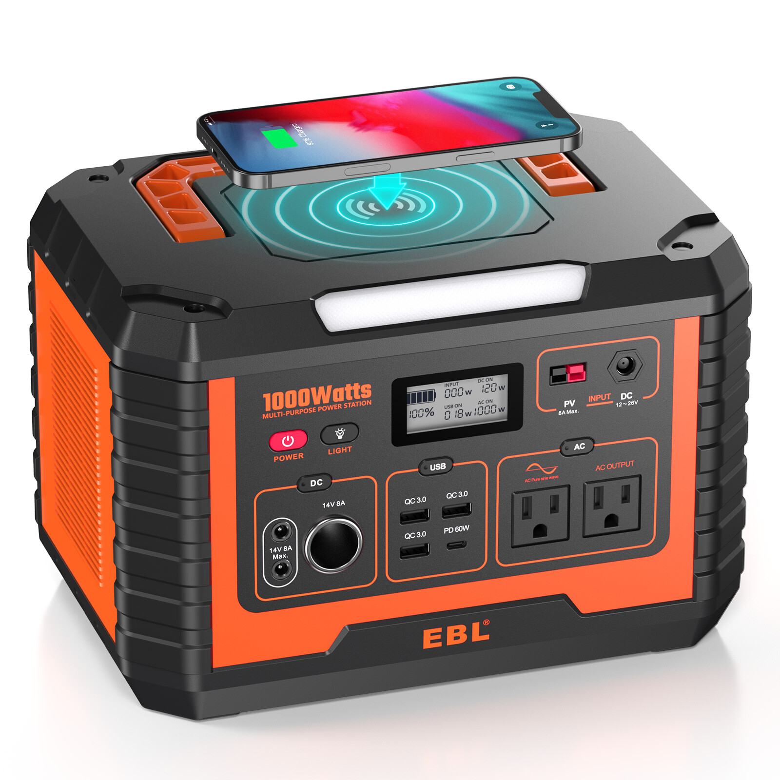 1000W Portable Power Station Solar Generator Emergency Backup Power Bank Camping