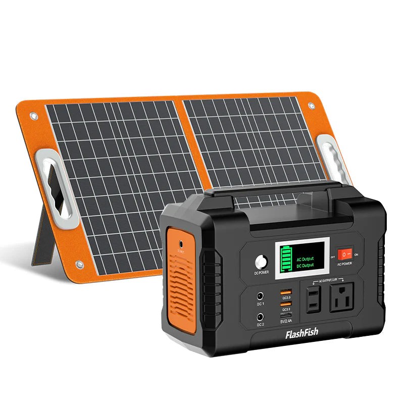 200W Solar Generator Portable Power Station with 60W Foldable Panel for Camping