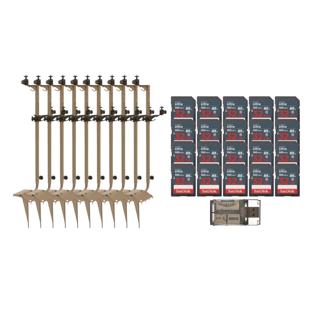 Stealth Cam Adjustable Multi Pivot Mounting Post 10 Pack with Card Reader Bundle