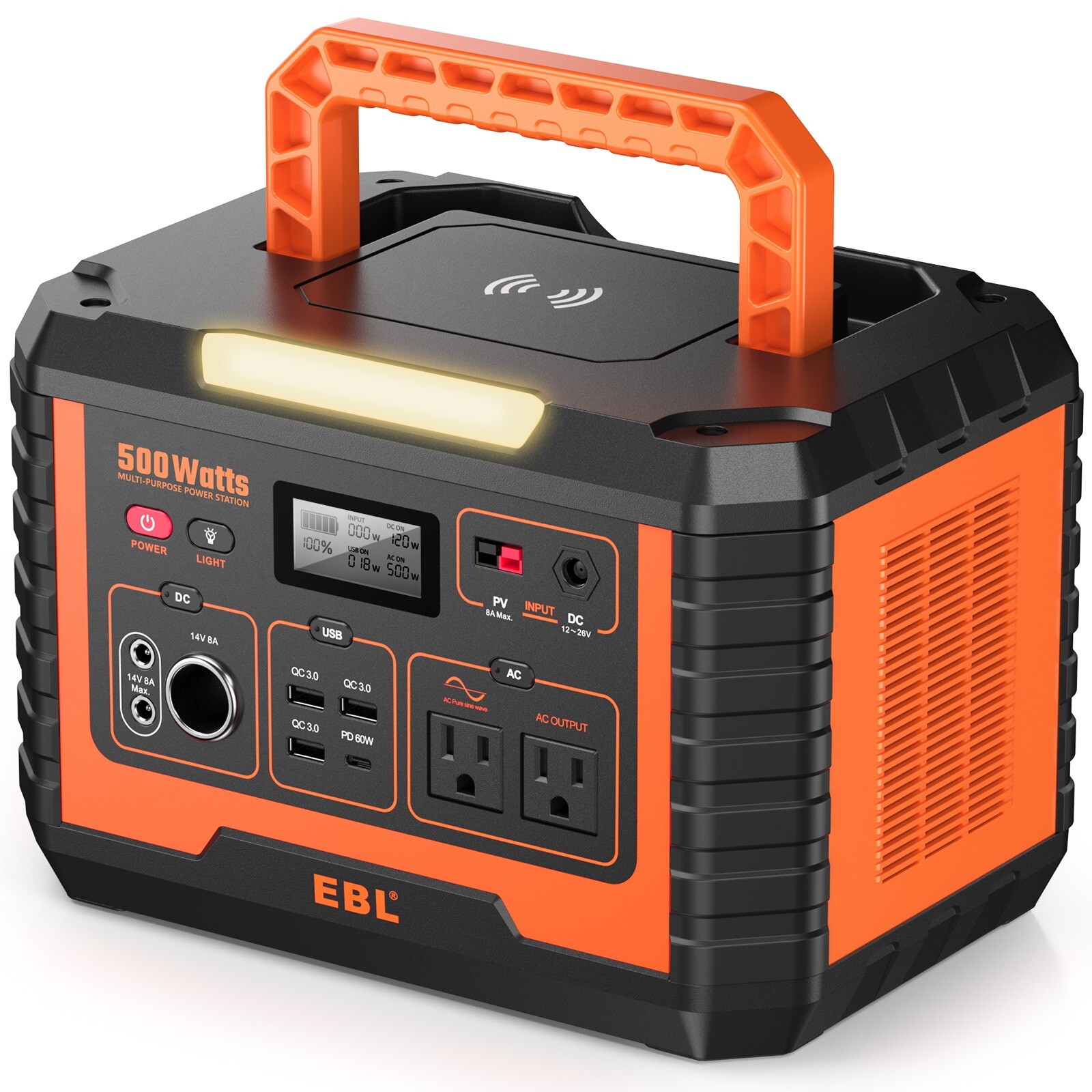 EBL Portable Power Station 500W Solar Generator Camping Emergency Backup Battery