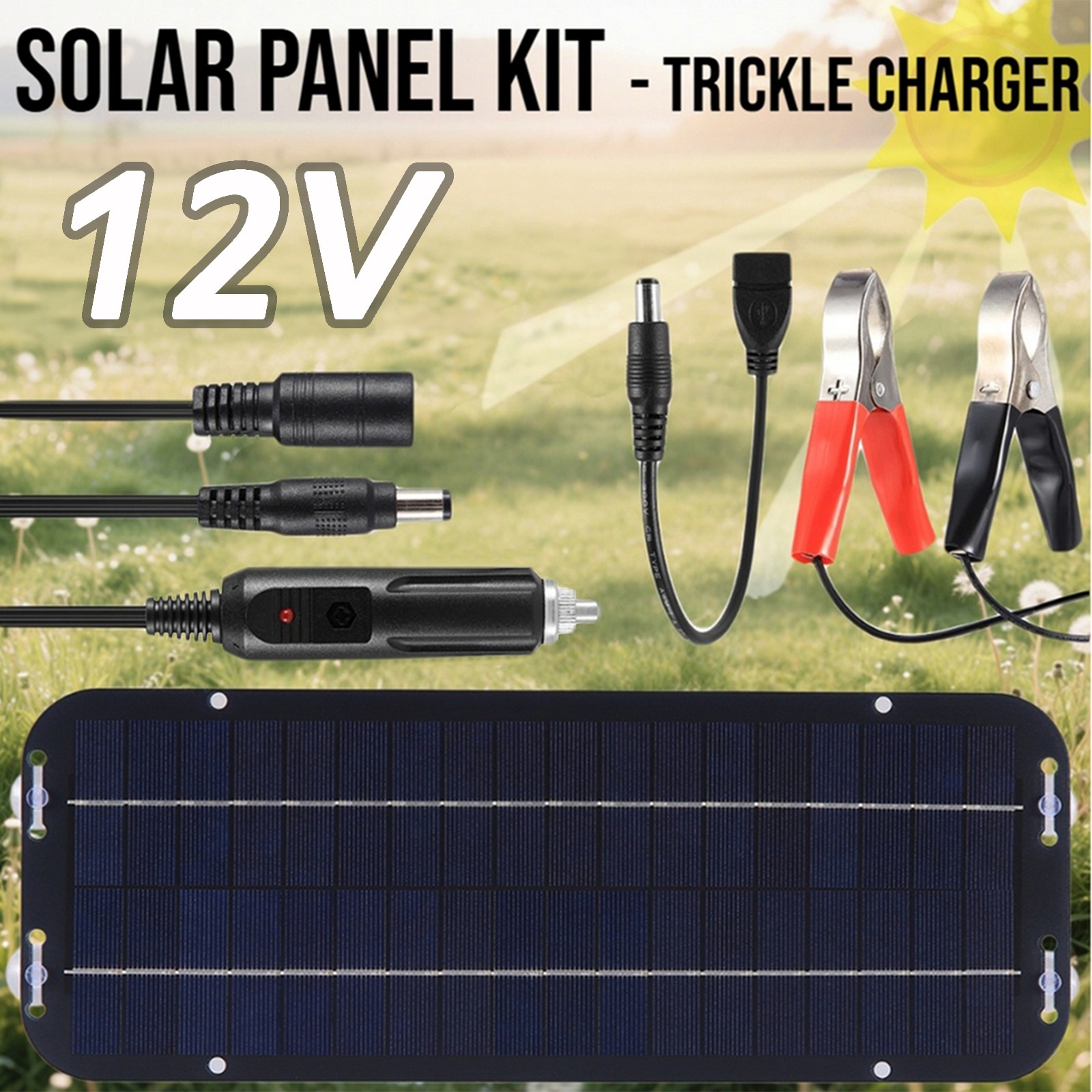 Solar Panel 12V Trickle Charger Battery Charger Kit Maintainer Boat Car RV
