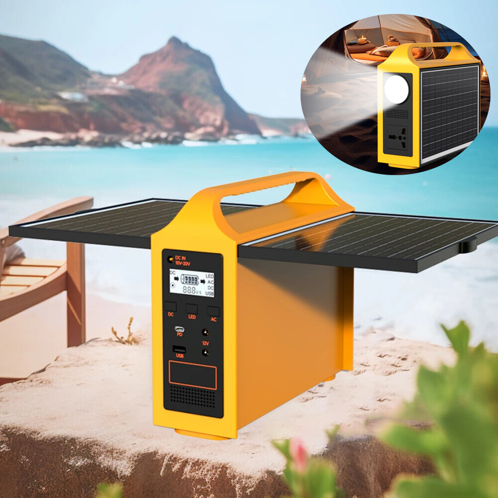 100W Portable Power Station Built-in Solar Panel LiFePO4 Battery Solar Generator