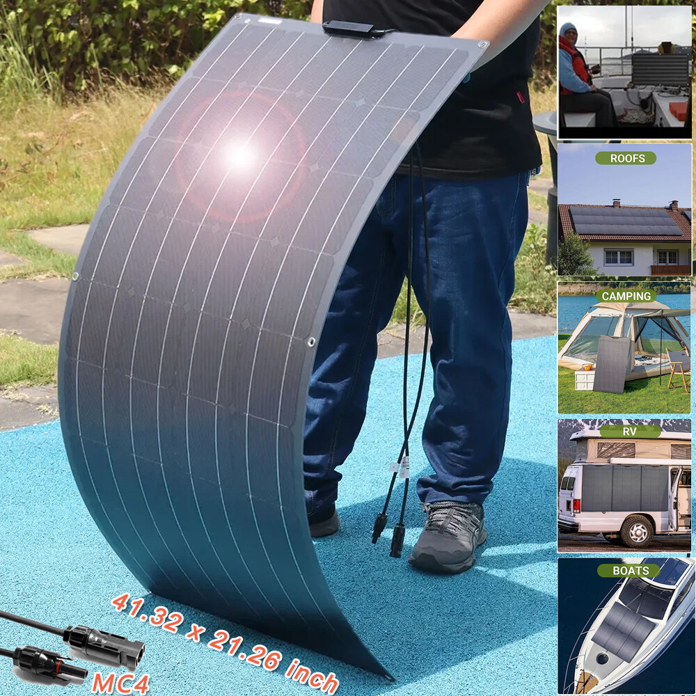 300W Watt Flexible Solar Panel 18V Mono Home RV Rooftop Camping Off-Grid Power