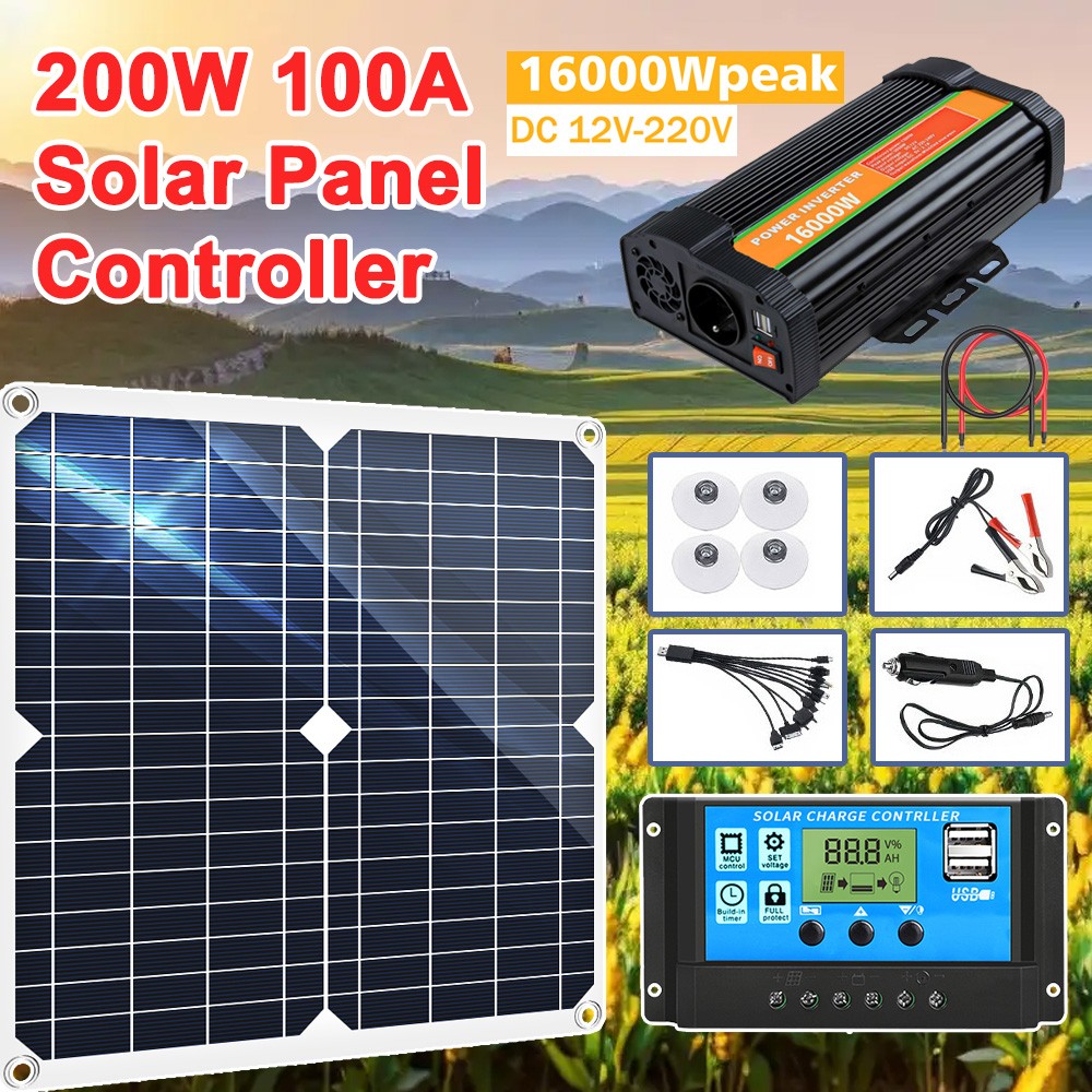 16000W Full Complete Power Generator + Solar Panel Home RV Off-Grid Solar System