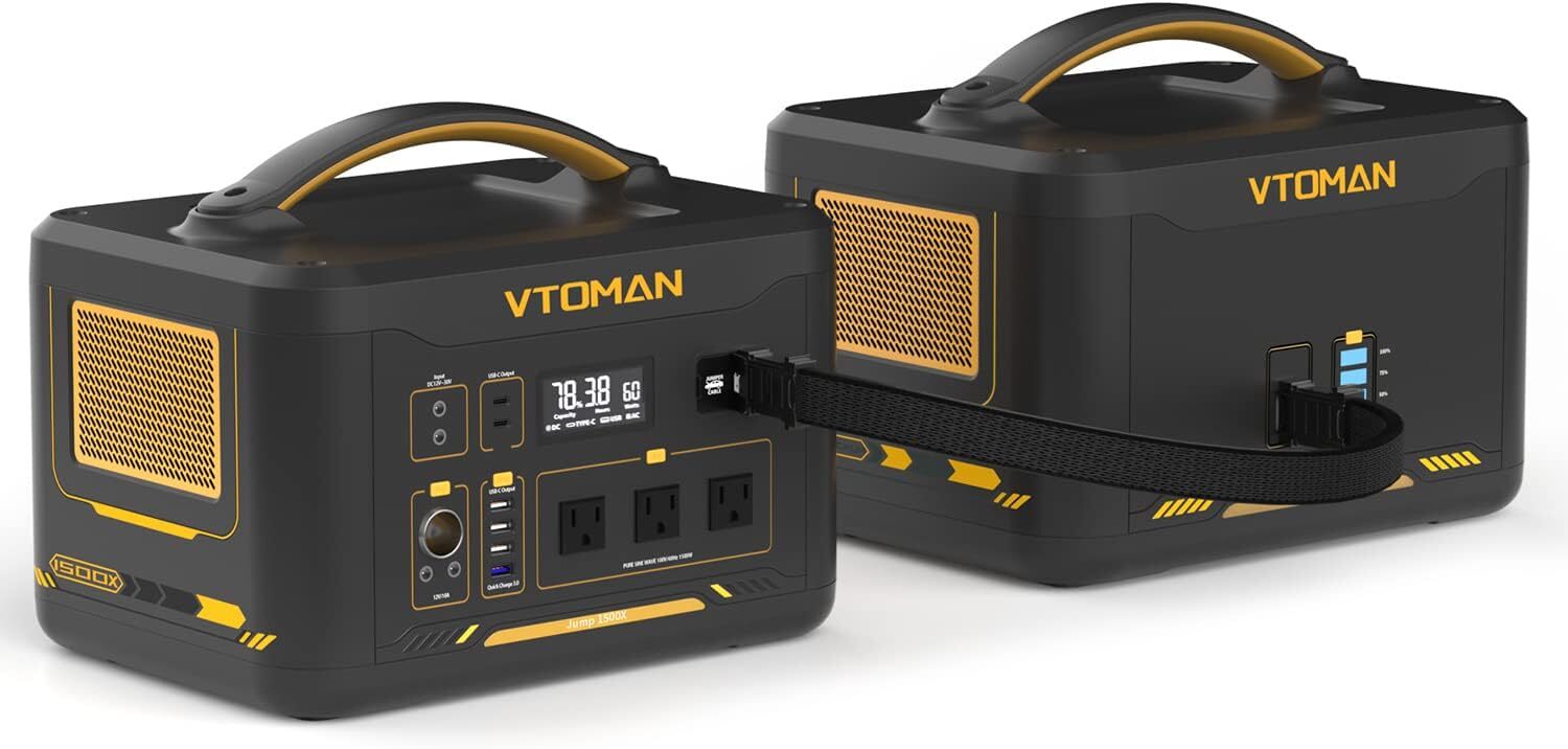 VTOMAN 2376Wh Portable Power Station Jump 1500X Solar Generator Extra Battery